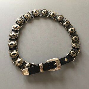 VINTAGE BLACK LEATHER CONCHO BELT WESTERN SOUTHWESTERN COWGIRL